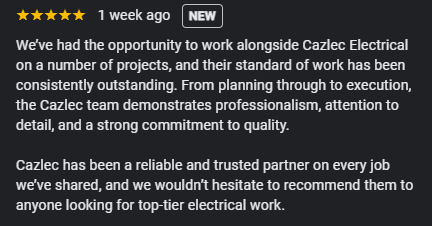 5 Star google review from one of our clients